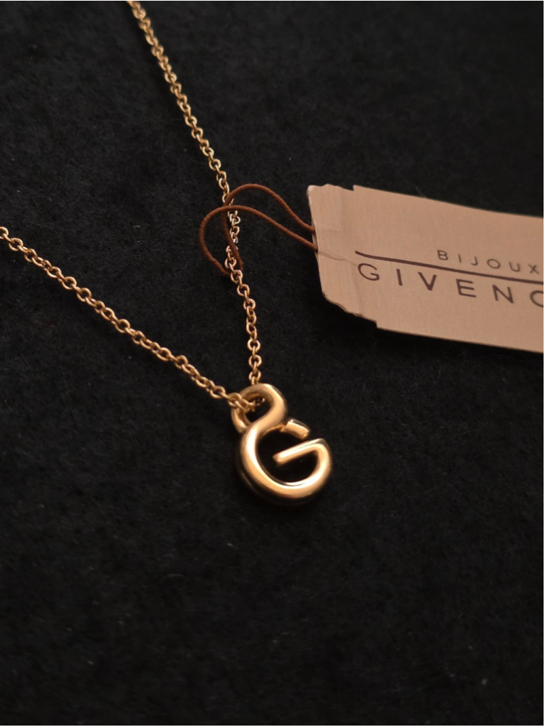 Vintage 80s Givenchy Paris Ny Gold-Tone Small "G" Logo Necklace